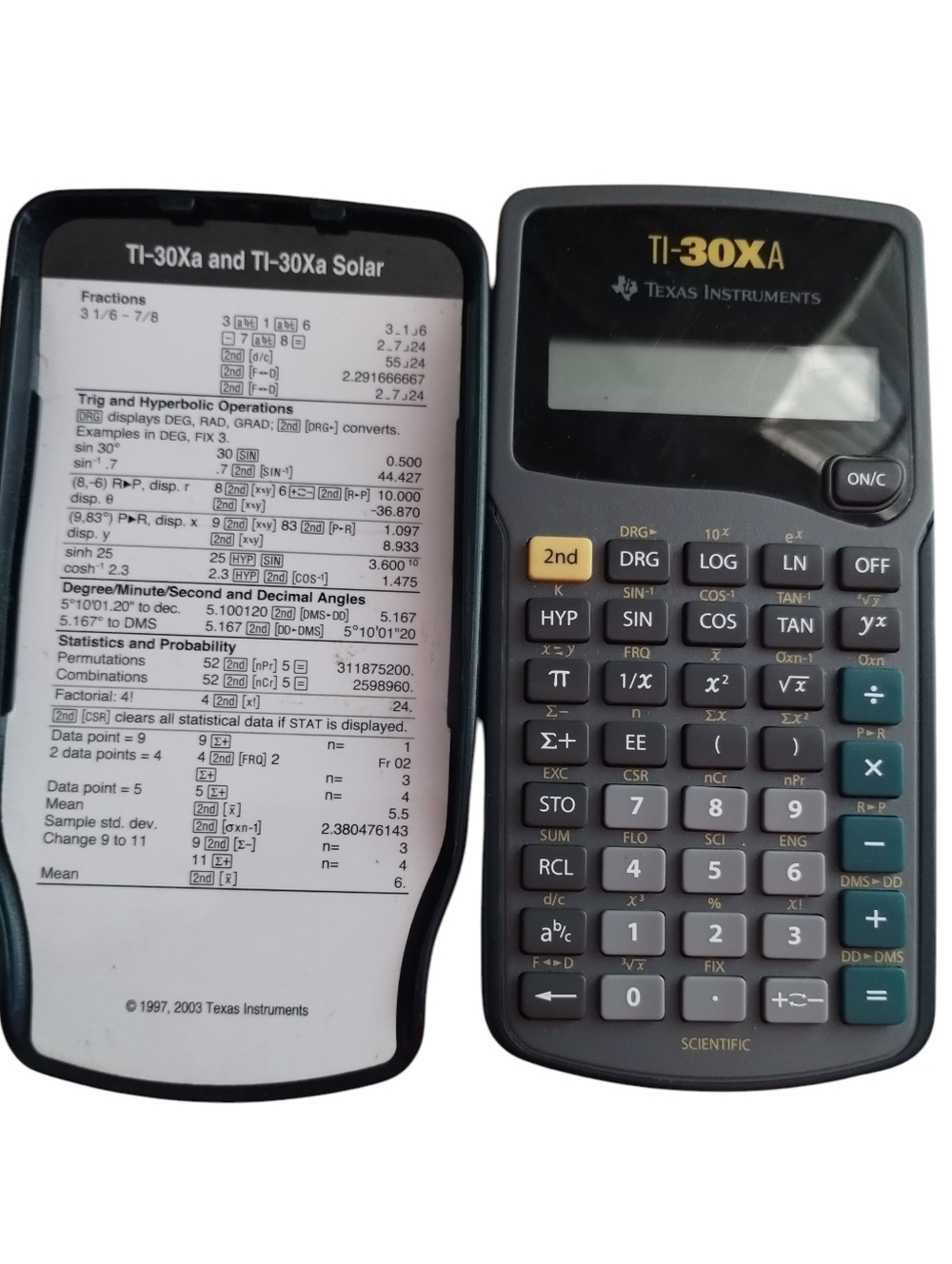 Texas Instruments TI-30XA Scientific Calculator - Black and Gray